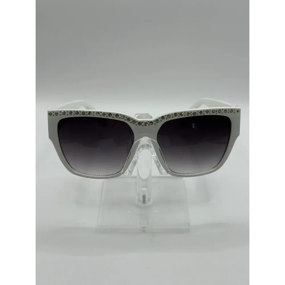 Steve Madden Oversized Sunglasses White Gradient Rhinestone Women SME93001